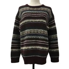 ジャーナルスタンダード レリューム JOURNAL STANDARD relume セーター ニット プルオーバー ラウンドネック 総柄 ウール 長袖 F 赤 茶 レッド ブラウン