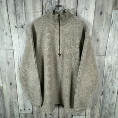 OLD L.L.BEAN 80s エルエルビーン 米国製 USA製 ベージュ ハーフジップ プルオーバー 肉厚 厚地 霜降り ボア フリース ジャケット メンズ M サイズ
