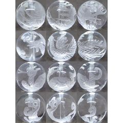 【新品】 AAA 12mm 4珠セット 四神彫り 天然石 パワーストーン (白C12) 0