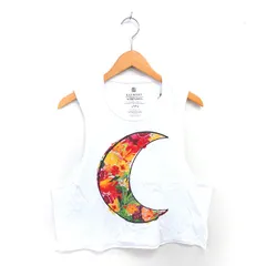 エレメント ELEMENT タグ付き タンクトップ 花柄 三日月柄 丸首 ノースリーブ S ホワイト 白 /TT