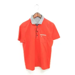 ハッシュパピー Hush Puppies ポロシャツ シャツ ロゴ刺繡 ストライプ 半袖 Ｌ オレンジ /TT