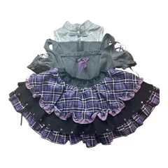 Malymoon マリームーン コスプレ 衣装 セットアップ デビル 悪魔 チェック柄 パープル レディース 古着 ギャル