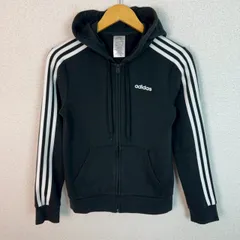 adidas アディダス スウェット パーカー フルジップ 3本ライン ブラック Lサイズ レディース 古着 スポーツMIX ストリート