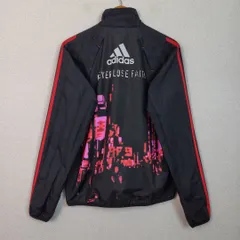 adidas アディダス トラックジャケット バックプリント ブラック US Sサイズ メンズ 古着 スポーツMIX Y2K