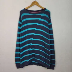 00s OAKLEY オークリー ニット セーター ボーダー ネイビー XXLサイズ メンズ 古着 テック系 Y2K