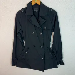 00s Calvin Klein Jeans カルバンクラインジーンズ トレンチコート ショート丈 ダブル ブラック Sサイズ レディース 古着 モード Y2K