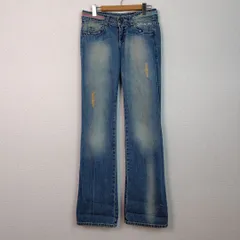 00s Calvin Klein Jeans カルバンクラインジーンズ デニムパンツ フレア ダメージ加工 ブルー W27 レディース 古着 Y2K ギャル