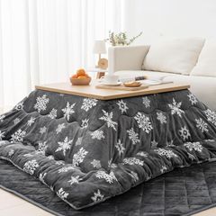 即納：Vamcheer こたつ布団 長方形 大判 こたつふとん 単品 190x240cm こたつ用布団 あったか こたつ掛け布団 厚手 フランネル リバーシブル 両面使える ふわふわ ぽかぽか ぬくぬく 冬用 洗える 静電気防止 毛抜けない 雪花柄xライトグレ