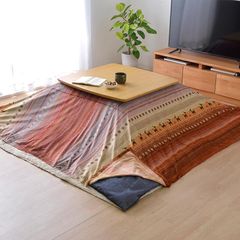 即納：イケヒコ こたつ掛けふとん 上掛け 大判長方形 ラディ 約210×290cm オレンジ 洗える #5185299
