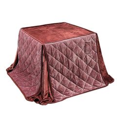 即納：JEMAジェマ ハイタイプ テーブル ダイニング 省スペース こたつ布団 こたつ掛け布団 掛け布団単品 吸湿発熱 ふわふわ感触フランネル生地 約240x240ｃｍ 正方形 洗える ケーブル レッド