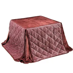 即納：JEMAジェマ ハイタイプ テーブル ダイニング 省スペース こたつ布団 長方形 こたつ掛け布団 掛け布団単品 吸湿発熱 ふわふわ感触フランネル生地 約240x265ｃｍ 洗える ケーブル レッド