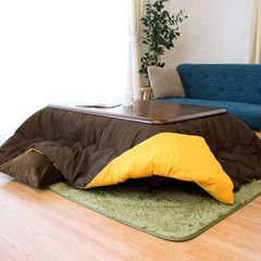 即納：こだわり安眠館 こたつ布団 長方形 中わた1.9kg入り 【チラッと差し色がお洒落なリバーシブル！】 205×245 両面使える 無地カラー カラフェブラウン ブラウン オレンジ かわいい 適合こたつ本体：80×105cm～90×120cm こたつ 掛け