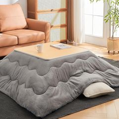 即納：MISOLER こたつ布団 長方形 190×240cm【グラフェンは熱を伝導します・両面使用・撥水加工】単品 冬用 フランネル こたつふとん あったか こたつ掛け布団 厚手 洗える 静電気防止 毛抜けない 吸湿発熱 グレー×ブルー