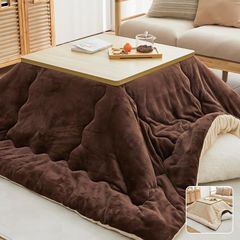 即納：OIGAE こたつ布団 正方形 コタツ布団 【吸湿発熱・SEK抗菌防臭】 185×185cm 掛け単品 洗える こたつふとん リバーシブル 静電気防止 撥水加工 暖かい フランネル 保温 毛抜けない 冬用 コタツふとん 両面・ダマスクブラウン