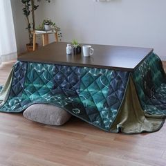 即納：こたつ布団 長方形 省スペース 【落ち着いた和風デザイン】 こたつ掛け布団 80×120×60cm グリーン 冬 冬用 和風 フランネル 洗える あったか 暖かい かわいい 一人暮らし コンパクト こたつ掛け 掛 コタツ 炬燵 おこた