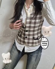 CHECK プレ ベイジ ブラウン ベスト