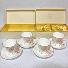 AVON Rose Club ノリタケ スタジオコレクション カップ＆ソーサー 4客セット 未使用 箱付き 金彩 花柄 昭和レトロ