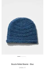 Open YY オープンワイワイ ブークレ ロールド ビーニー ブルー