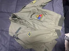 AS65 / ミリタリー パッチ マウンテンパーカー アウター カーキ / S