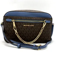 【中古品】Michael Kors マイケルコース MK SIGNATURE SHOULDER BAG 35S1GTTC9B MKシグネチャー ショルダーバッグ カバン 鞄 カラー：ブラウン×ブルー レディース 【188-250214-as-06-izu】