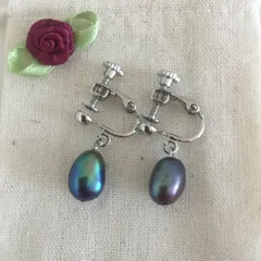 超美品☆高級バロック淡水パール（ピーコック色）☆素敵なエレガントイヤリング