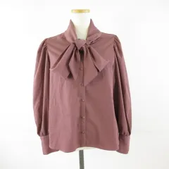 グレイル GRL ロングカフスリボンタイブラウス シャツ 長袖 ダークピンク L *T353