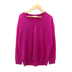 プラステ PLST ニット カットソー 長袖 Vネック 無地 M 紫 パープル /SY31