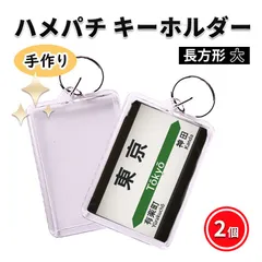 ハメパチ キーホルダー 長方形 大判サイズ オリジナルキット 手作り 2個 写真 切符 推し活 クリア レトロ風