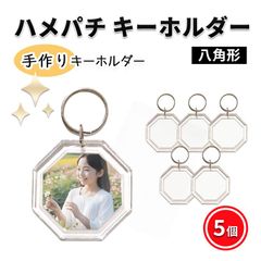 ハメパチ キーホルダー 六角形 5個 オリジナルキット 手作り 写真 アクセサリー クリア レトロ風 キャラクターキーホルダー ペットフォト メモリアル