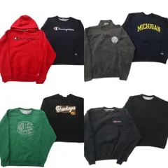 古着卸 まとめ売り チャンピオン Champion スウェット 8枚セット (メンズ L ) アーチロゴ ハーフジッップ カレッジ風 中古 古着 ND0373