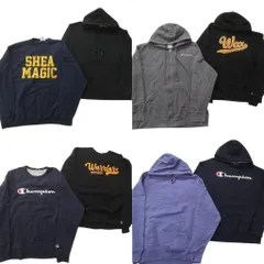 古着卸 まとめ売り チャンピオン Champion スウェット 8枚セット (メンズ XL ) ジップパーカー プルオーバー ブラック 中古 古着 ND0371