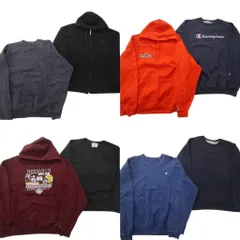 古着卸 まとめ売り チャンピオン Champion スウェット 8枚セット (メンズ 2XL ) ジップパーカー ネイビー カレッジ風 中古 古着 ND0369