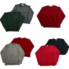 古着卸 まとめ売り 無地 スウェット 7枚セット (メンズ M ) ジップアップ ポロ ラッセル レッド グレー 中古 古着 ND0444