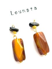 3699ブラックヘマタイト天然石ピアス かっこいいピアス 樹脂ピアス