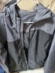 WHO フード ウィンドブレーカー ジャケット ブラック/グレー