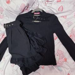 マズ ハート チョーカー バックル ニット ブラウス スカート セット 地雷系 量産型