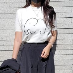 #新品 ウール 刺繍 半袖 ニット