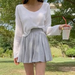 #新品 ライトブルー クロップド ニット