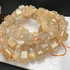 ゴールドルチルクォーツ キューブ型 9-10mm 1連分 ブレスレット2本セット