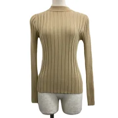 イネド INED カットソー ニット リブ ハイネック 無地 長袖 ９ ベージュ