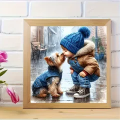 【癒やしのDIY】5Dダイヤモンドアート 犬 パートナー フルダイヤモンド刺繍 キット 初心者 簡単 手作り 大人 子供 プレゼント インテリア 壁飾り【完成見本付き】