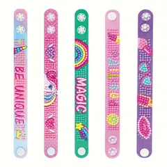 【手作りアクセサリー】5個セット 真珠&ダイヤモンド 5D DIY ペインティング ブレスレット キット EVA素材 ハンドメイド バックルブレスレット クリエイティブ ジュエリーメイキング ギフト【スタイル6】