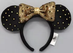 【中古】アクセサリー(非金属) ミニーマウス(ブラック/リボンゴールド/スパンコール) カチューシャ 「ディズニー」 上海ディズニーリゾート限定