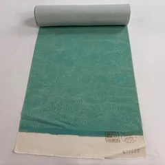反物 秀品 小紋 波 薄緑 正絹 【中古】