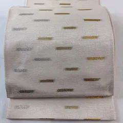 袋帯 秀品 幾何学模様 箔 クリーム 全通 正絹 【中古】