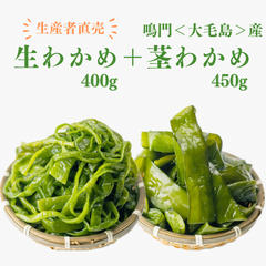 「生産者直売」鳴門生わかめ400g&くきわかめ450g 2個セット