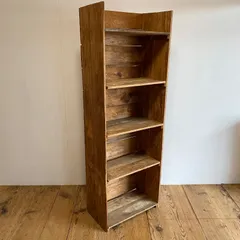 アンティーク 古家具 無垢材 スリム 本棚 縦長 収納棚 飾り棚 y364