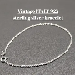 ヴィンテージ ITALY刻印 スターリングシルバー925 極細ブレスレット 18.5cm 1.05g ユニセックス イタリア