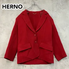 HERNO ヘルノ イタリア製 カシミヤ混 ウール ダブルブレスト テーラードジャケット ブレザー コート レッド 金チェーン エレガンス ドロップショルダー 90s ヴィンテージ オールド レトロ ★ ◇■