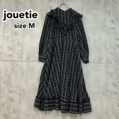 jouetie ジュエティ チェック柄 フリル ロングワンピース Mサイズ コットン100% 裏地付き マキシ丈 フレア 長袖 ネイビー グリーン ベージュ レトロ ガーリー 082060301001-01 マークスタイラー ★ ◇■